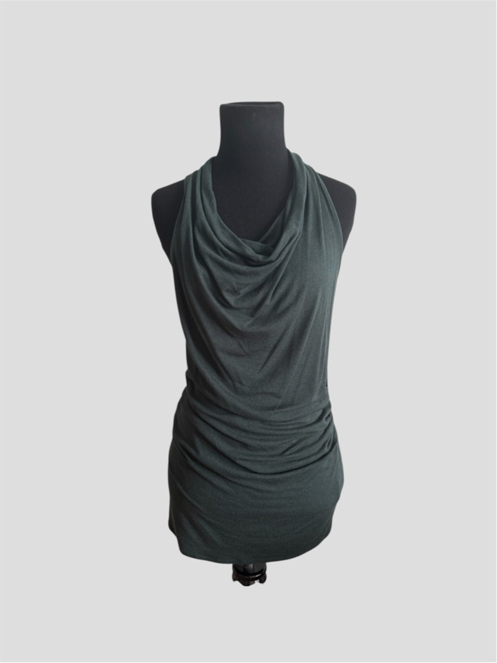 Helmut Lang Dark Green Cowl Neck Drape Top Size S